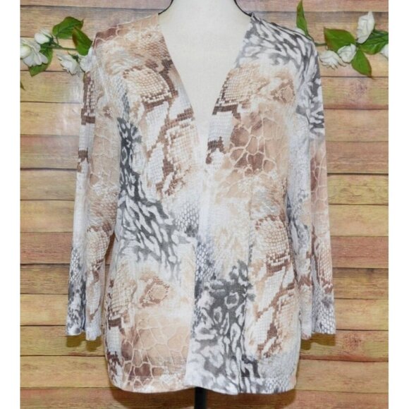 Alfred Dunner Ladies Sheer Lightweight Open Cardigan Size M Mixed Animal Prints - Picture 3 of 12